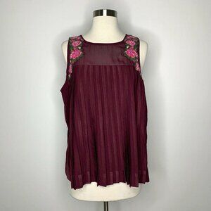 American Eagle Top Women Large Burgundy Sleeveless